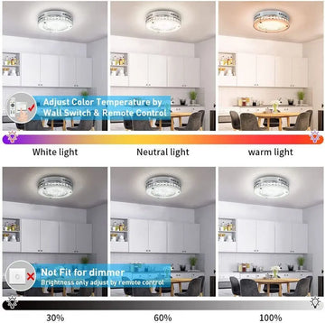 40W LED Crystal Ceiling Light Fixtures Living Room Chandelier W/Remote Control jorunhe.com